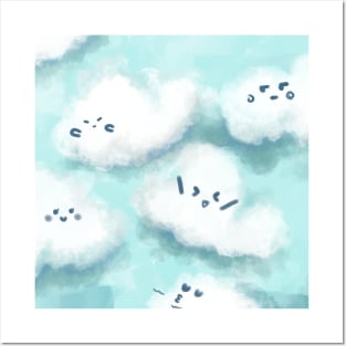 Fluffy emoji clouds Posters and Art